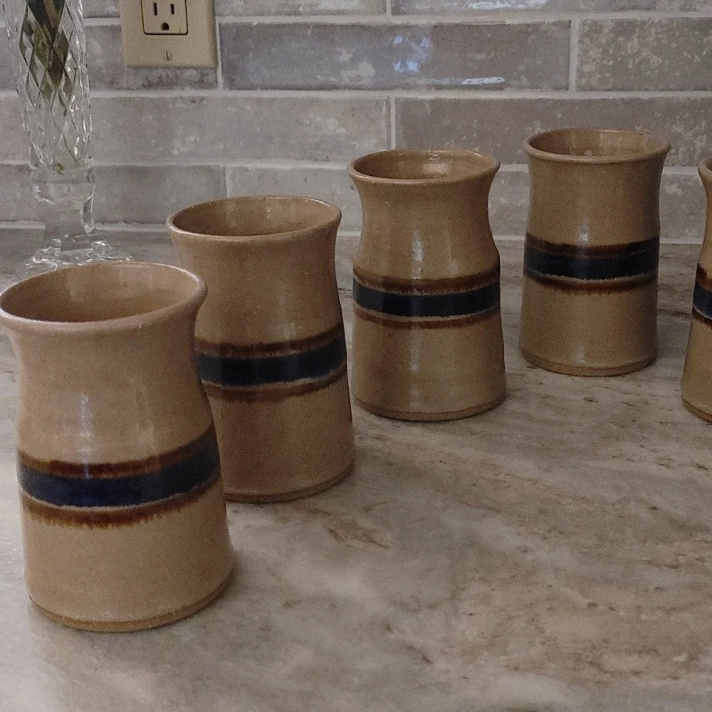 7 Salt Glazed Artisan Drinking Vessels 10 oz